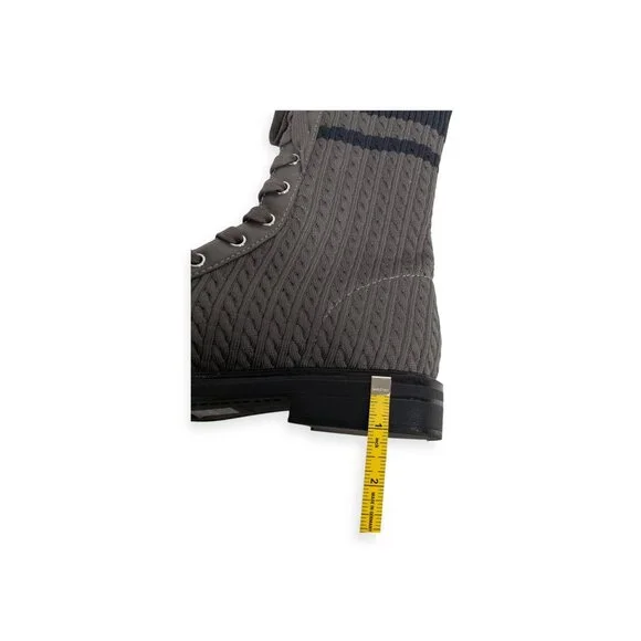 Charles & Keith Faux Leather Woven Boots SZ 36  Brown High Lace Up Boots - Picture 8 of 12